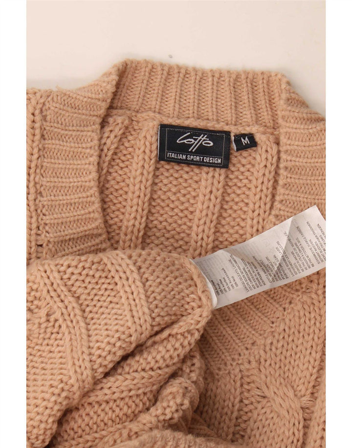 Lotto Womens V-Neck Jumper Sweater UK 12 Medium Brown Acrylic