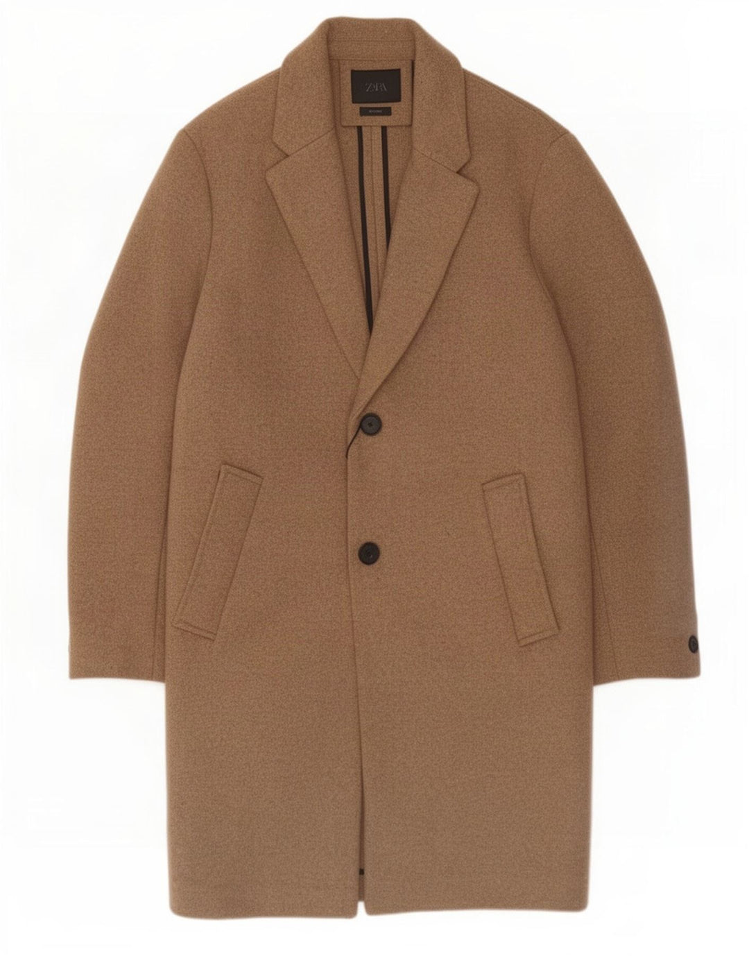 Zara Mens Overcoat UK 38 Medium Beige Wool