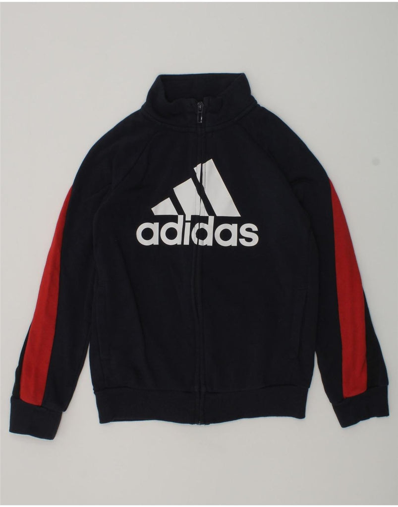 ADIDAS Boys Graphic Tracksuit Top Jacket 7-8 Years Navy Blue Cotton | Vintage Adidas | Thrift | Second-Hand Adidas | Used Clothing | Messina Hembry 