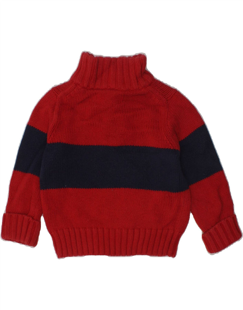CHAPS Baby Boys Zip Neck Jumper Sweater 9-12 Months Red Colourblock Cotton | Vintage Chaps | Thrift | Second-Hand Chaps | Used Clothing | Messina Hembry 