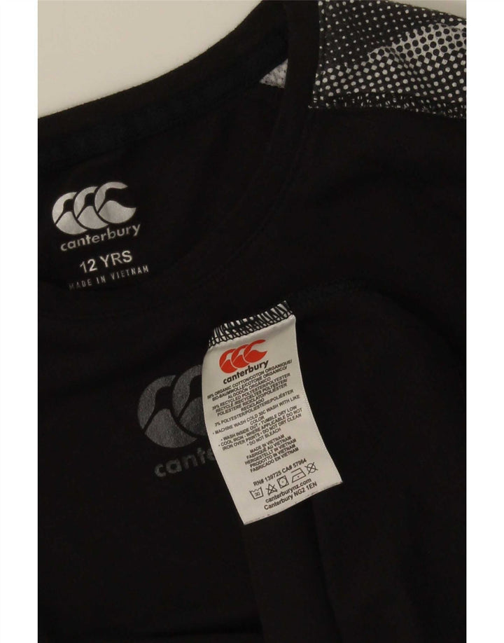 Canterbury Boys Regular Fit Top Long Sleeve 11-12 Years Black Tie Dye