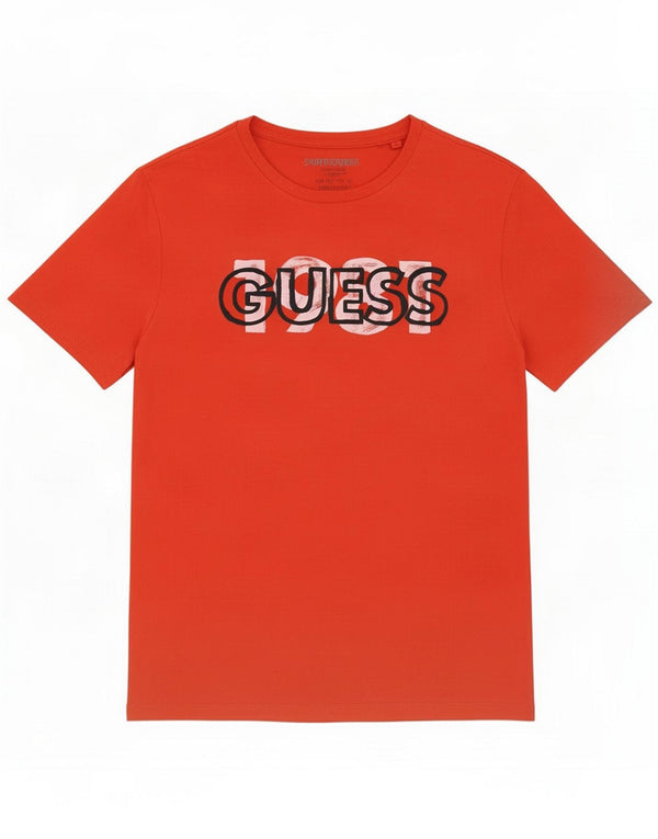 Guess Mens Graphic T-Shirt Top Medium Red Cotton