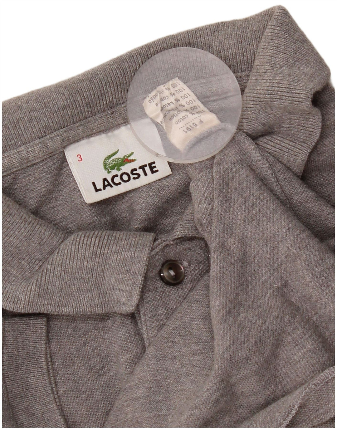 Lacoste Mens Polo Shirt Size 3 Small Grey Cotton