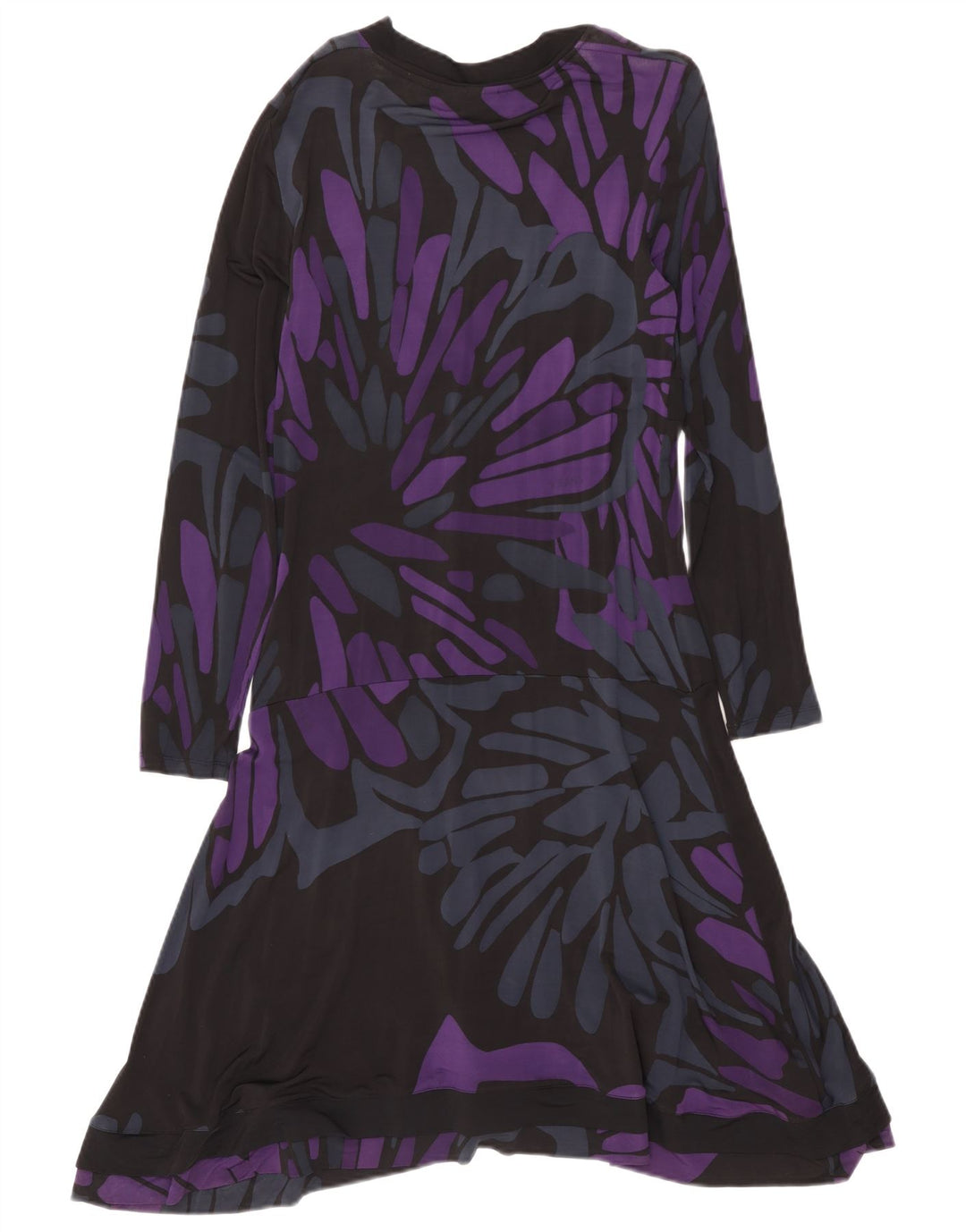 Trussardi Womens Abstract Pattern Tiered Dress IT 46 Large Purple
