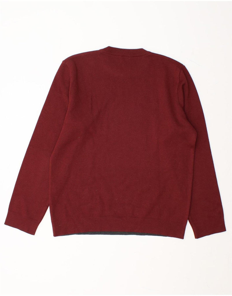 CALVIN KLEIN JEANS Mens Graphic Crew Neck Jumper Sweater Medium Burgundy Vintage Calvin Klein Jeans and Second-Hand Calvin Klein Jeans from Messina Hembry 
