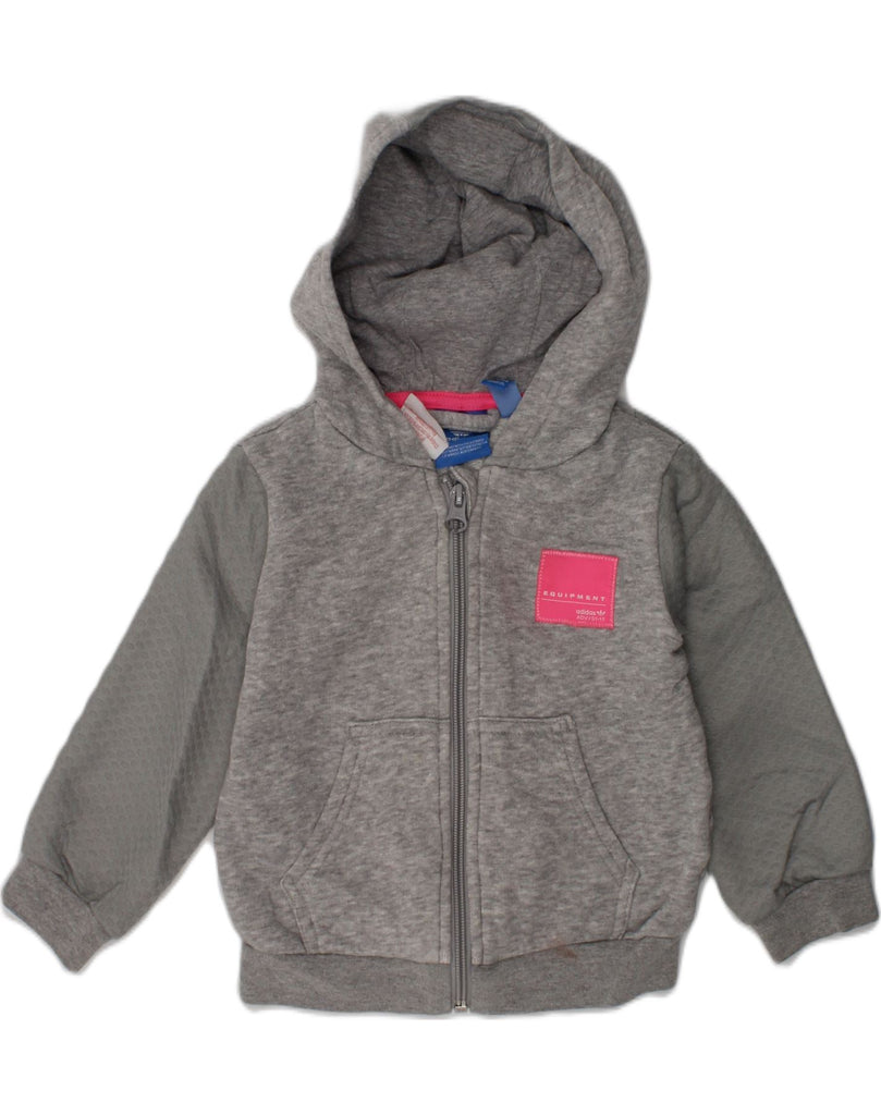 ADIDAS Baby Girls Zip Hoodie Sweater 9-12 Months Grey Cotton | Vintage Adidas | Thrift | Second-Hand Adidas | Used Clothing | Messina Hembry 