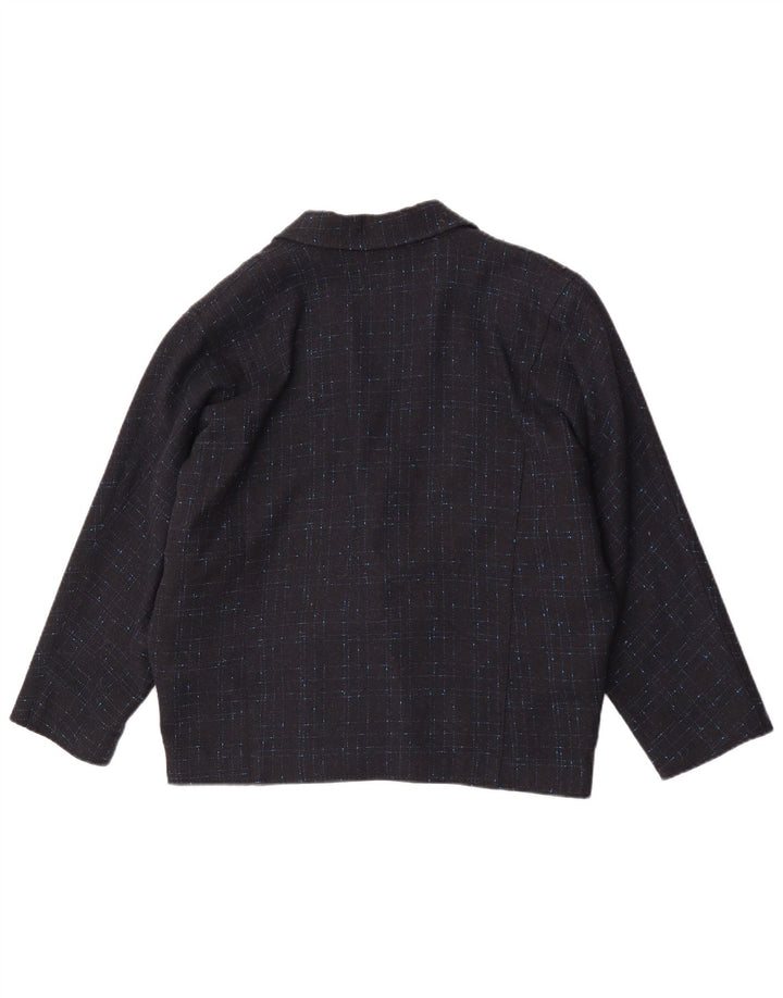 Vintage Womens Oversized Blazer Jacket EU 34 XS Navy Blue Check