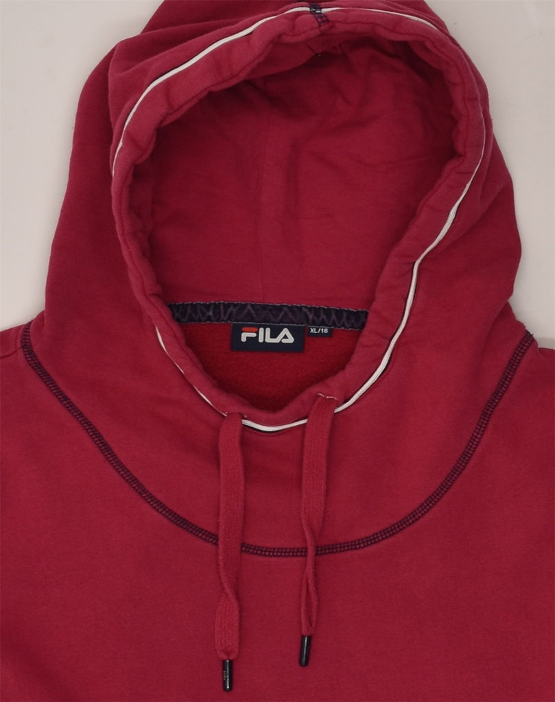 FILA Girls Hoodie Jumper 15-16 Years XL Red Cotton | Vintage Fila | Thrift | Second-Hand Fila | Used Clothing | Messina Hembry 