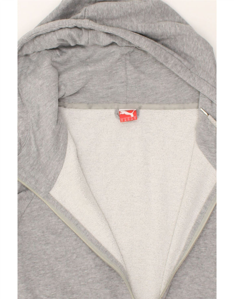 PUMA Womens Graphic Zip Hoodie Sweater UK 12 Medium Grey Cotton | Vintage Puma | Thrift | Second-Hand Puma | Used Clothing | Messina Hembry 