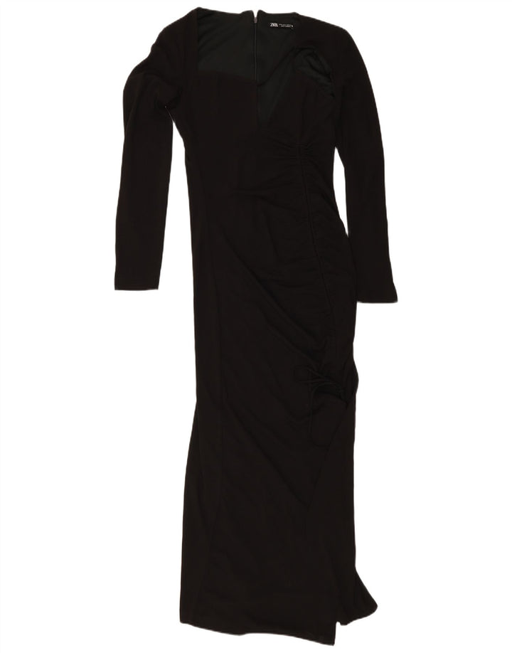 ZARA Womens Maxi Long Sleeve Bodycon Dress UK 12 Medium Black