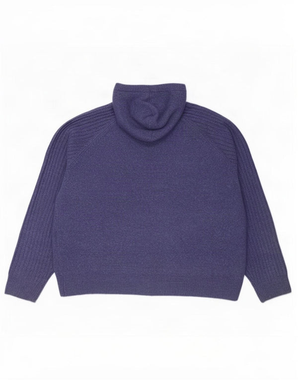 Marks & Spencer Womens Hooded Jumper Sweater UK 16 Large Purple Flecked