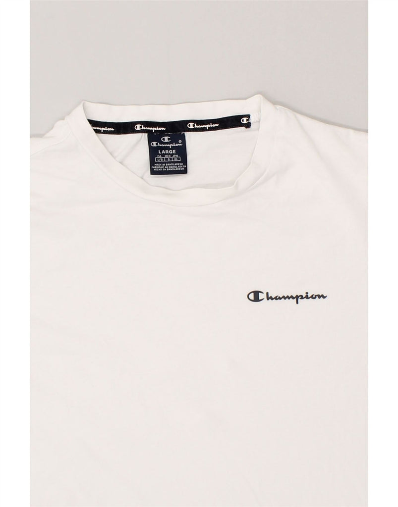 CHAMPION Mens T-Shirt Top Large White | Vintage Champion | Thrift | Second-Hand Champion | Used Clothing | Messina Hembry 