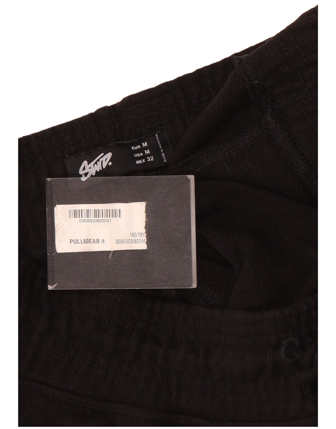 Pull & Bear Mens Sport Shorts Medium  Black Cotton