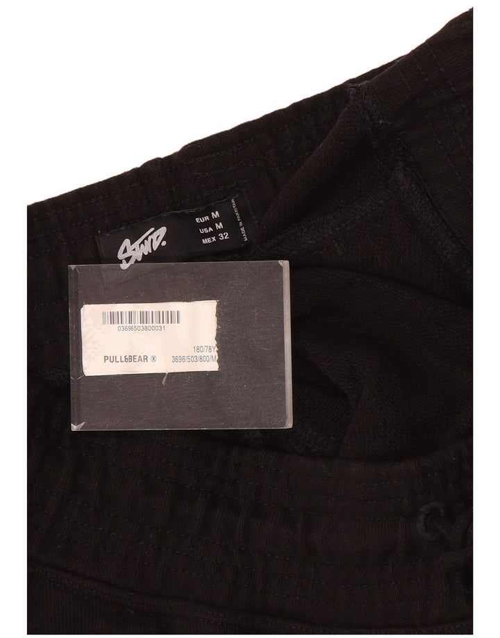 Pull & Bear Mens Sport Shorts Medium  Black Cotton