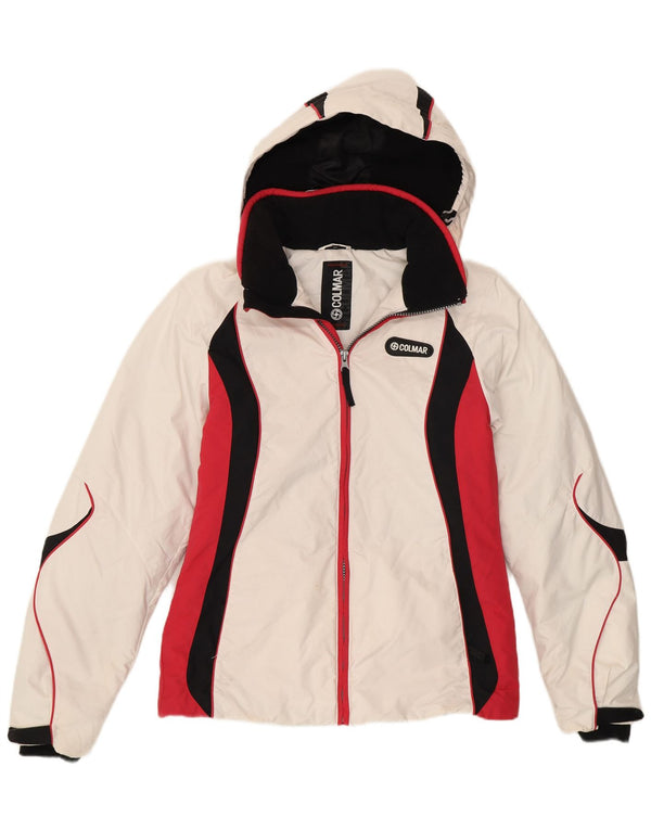 Colmar Womens Hooded Ski Jacket IT 42 Medium White Colourblock Sports