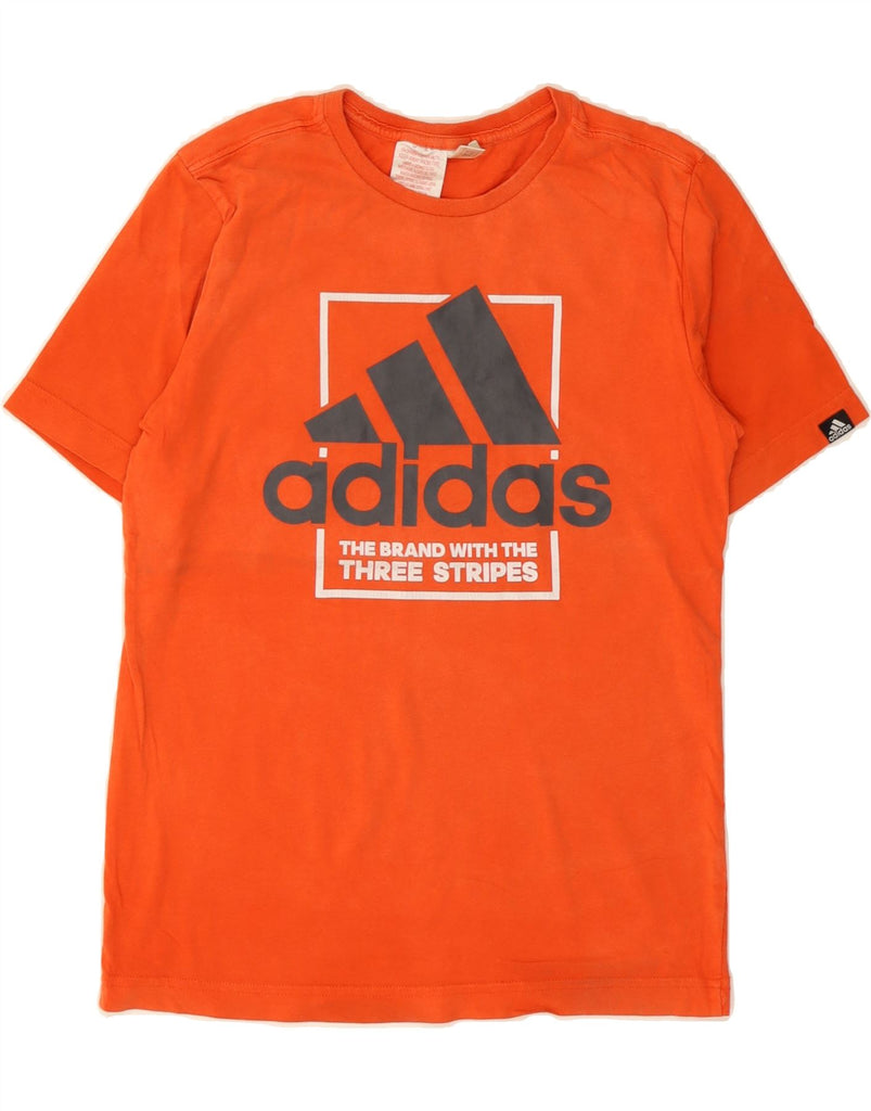 ADIDAS Boys Graphic T-Shirt Top 10-11 Years Orange Cotton Vintage Adidas and Second-Hand Adidas from Messina Hembry 