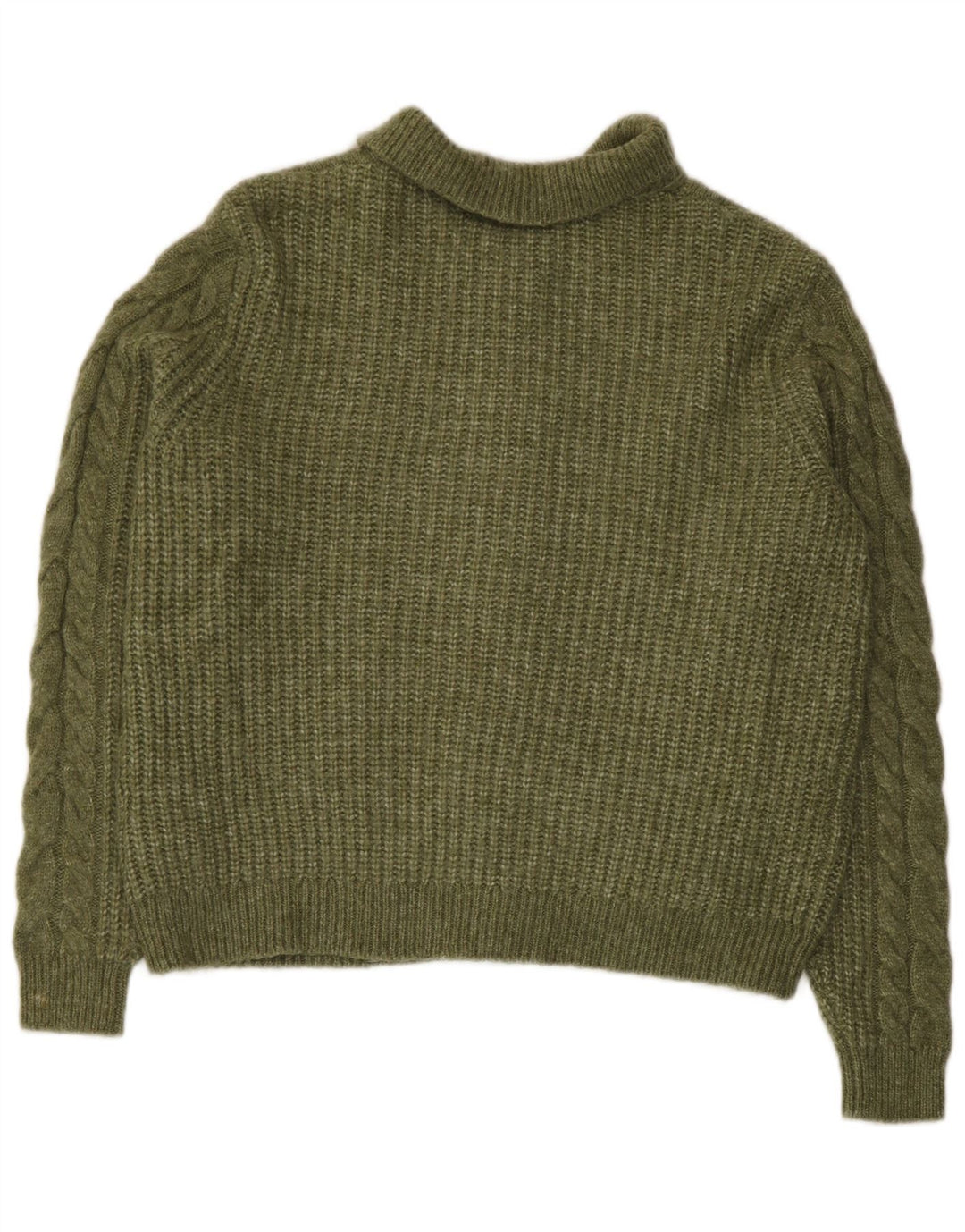 Marks & Spencer Womens Crop Cardigan Sweater UK 14 Medium Green Acrylic