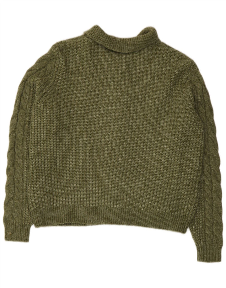 Marks & Spencer Womens Crop Cardigan Sweater UK 14 Medium Green Acrylic