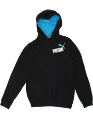 PUMA Boys Graphic Hoodie Jumper 15-16 Years 2XL Black Cotton