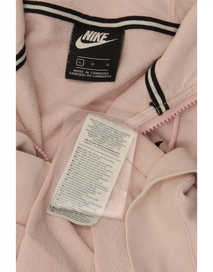 NIKE Mens Graphic Zip Hoodie Sweater Large Pink Cotton Vintage Nike and Second-Hand Nike from Messina Hembry 