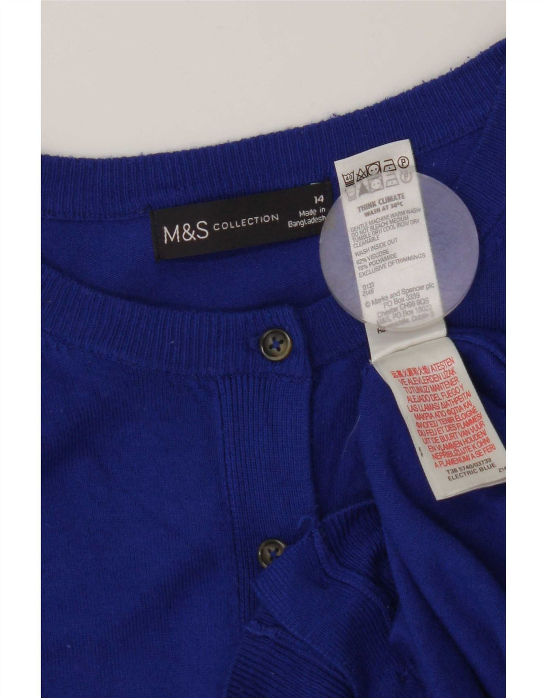 Marks & Spencer Womens Cardigan Sweater UK 14 Medium Blue Viscose