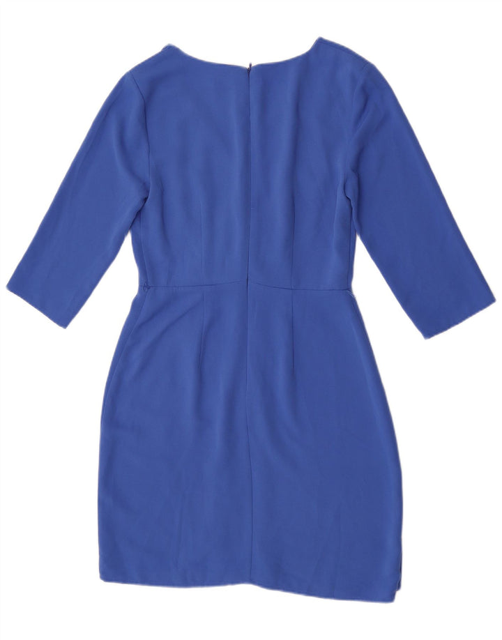 Oasis Womens 3/4 Sleeve Sheath Dress UK 8 Small Blue Polyester