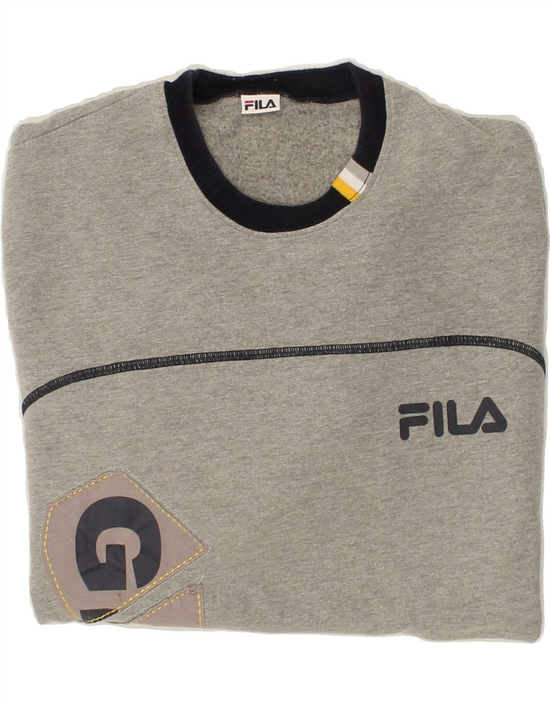 FILA Mens Graphic Top Long Sleeve Medium Grey Cotton | Vintage Fila | Thrift | Second-Hand Fila | Used Clothing | Messina Hembry 