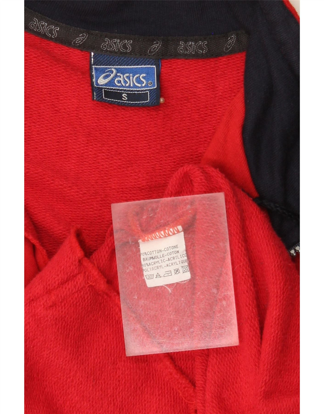 ASICS Mens Graphic Tracksuit Top Jacket Small Red Cotton