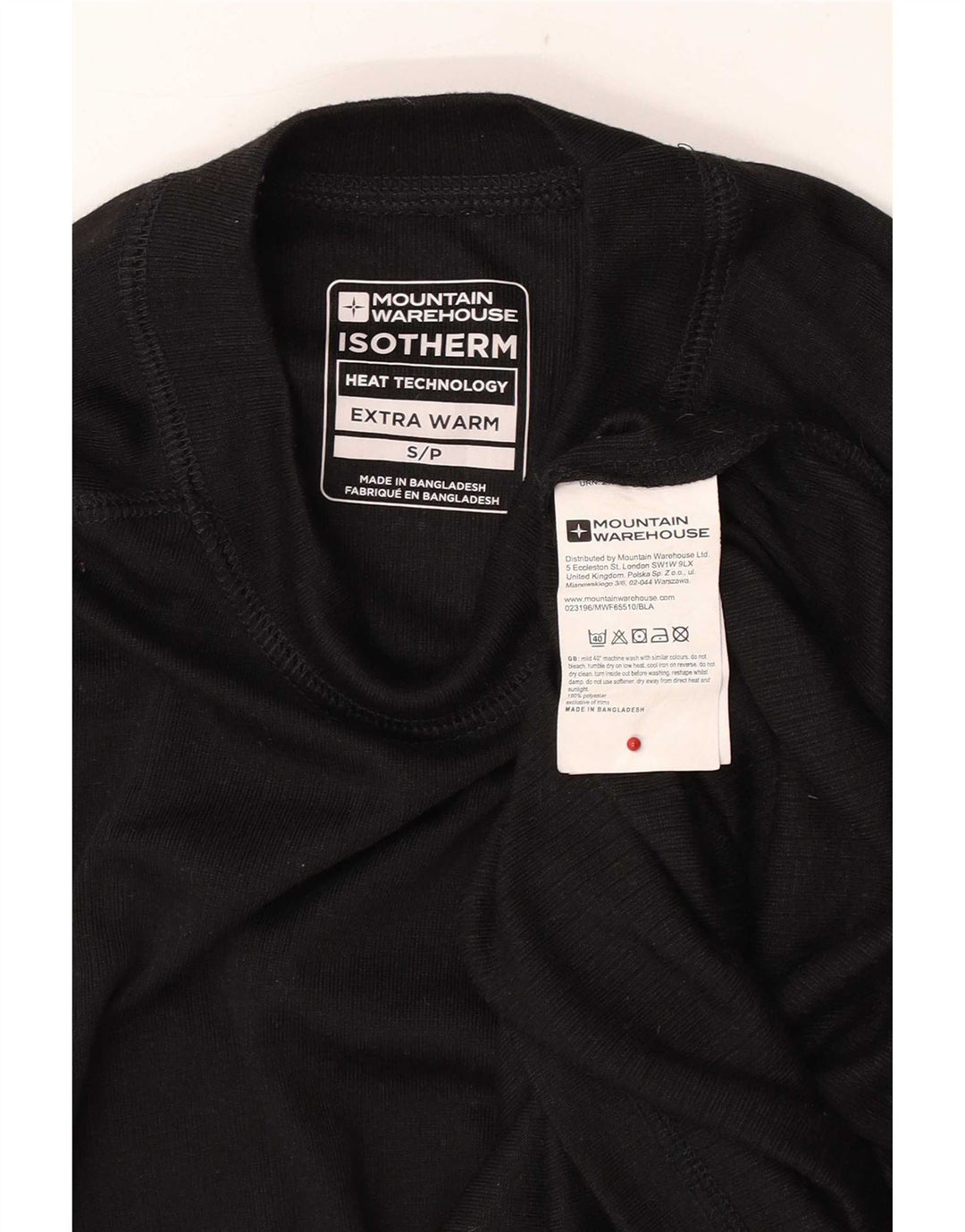 Mountain Warehouse Mens Top Long Sleeve Small Black Polyester