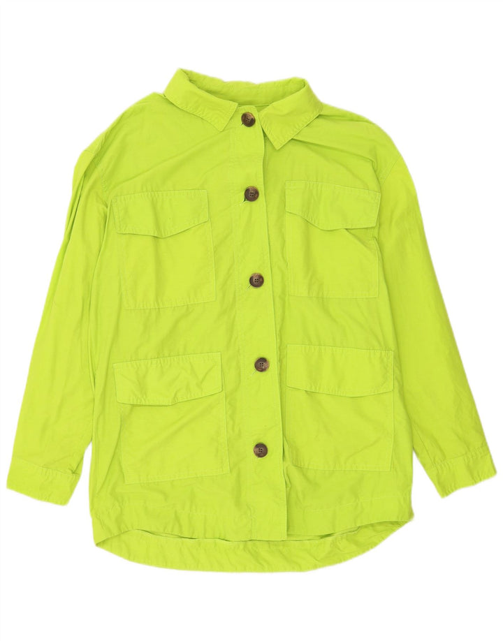 Topshop Womens Oversized Utility Jacket UK 8 Small Green Cotton