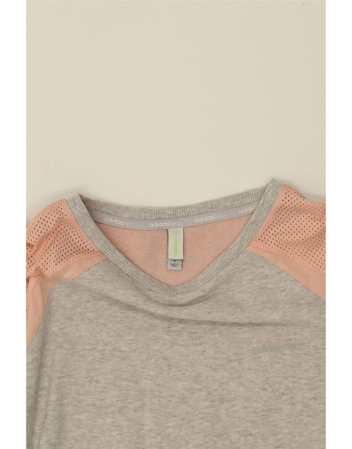 ADIDAS Womens Sweatshirt Jumper UK 10 Small Grey Colourblock Vintage Adidas and Second-Hand Adidas from Messina Hembry 