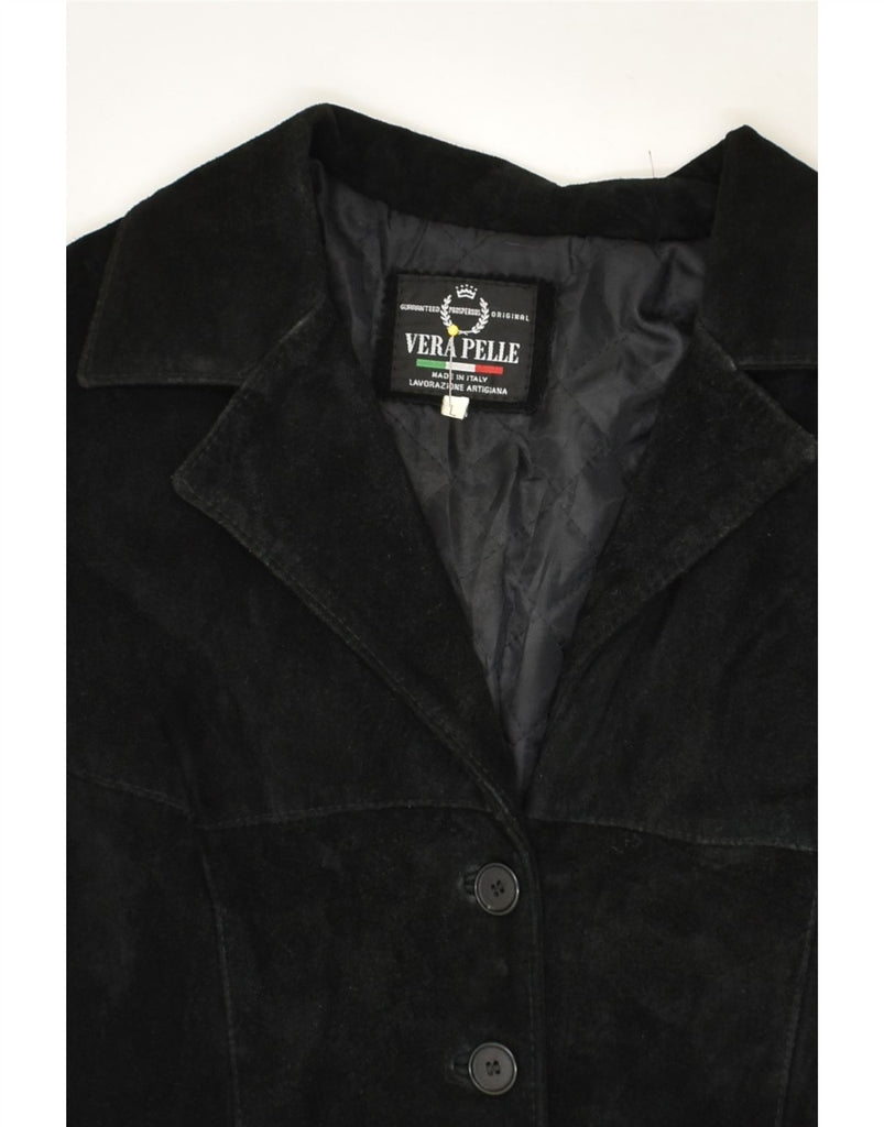 VINTAGE Womens Leather 4 Button Blazer Jacket UK 16 Large Black Viscose | Vintage Vintage | Thrift | Second-Hand Vintage | Used Clothing | Messina Hembry 