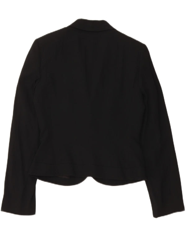 Seventy Womens Crop 1 Button Blazer Jacket IT 40 Small Black Viscose