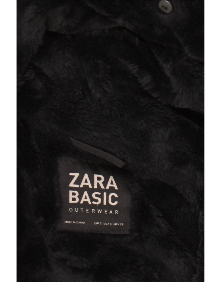Zara Womens Hooded Windbreaker Coat UK 10 Small Black