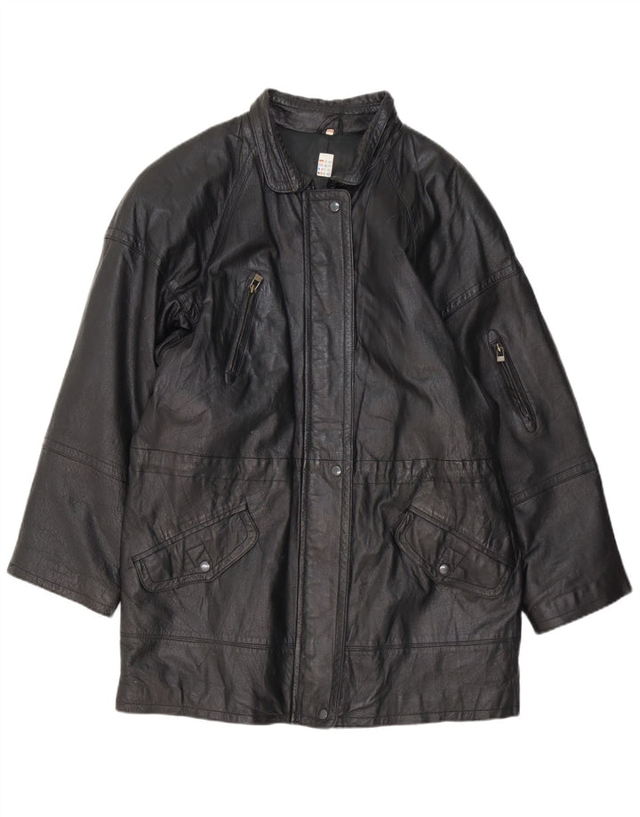 Vintage Womens Leather Jacket EU 40 Medium Black