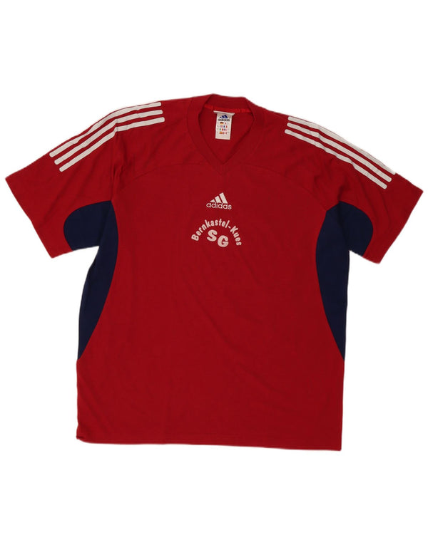Adidas Mens Graphic T-Shirt Top UK 42/44 Large Red Colourblock Cotton