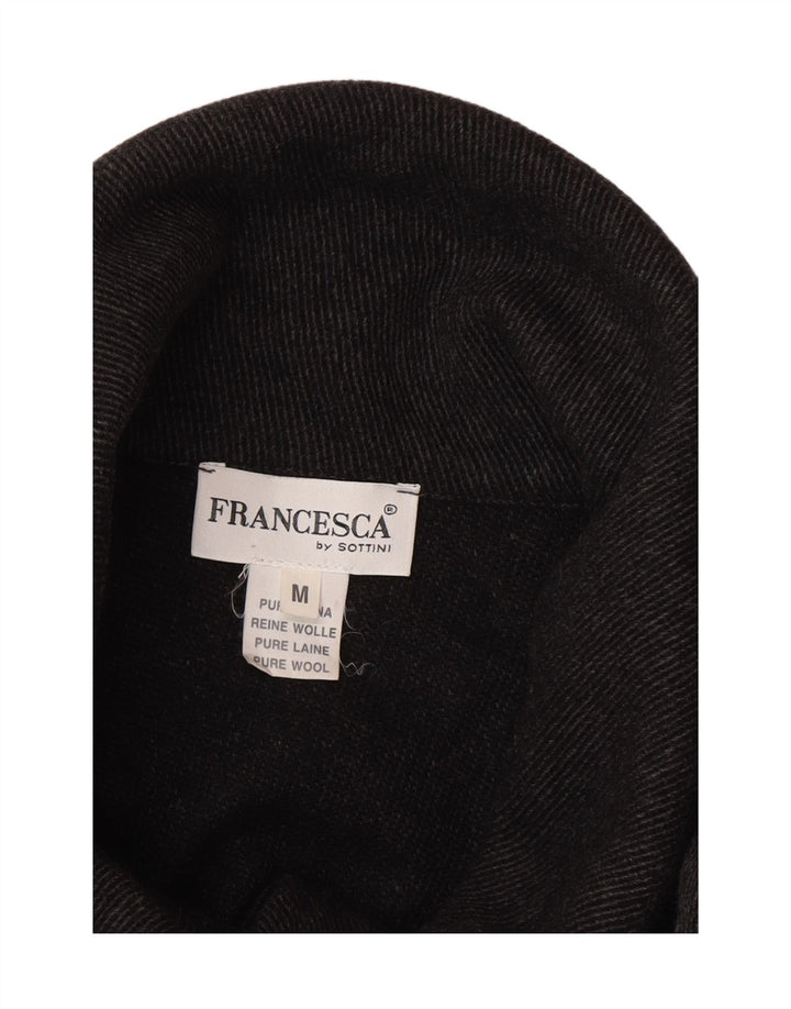 Francesca Womens Cape Coat UK 14 Medium Grey Pinstripe Wool