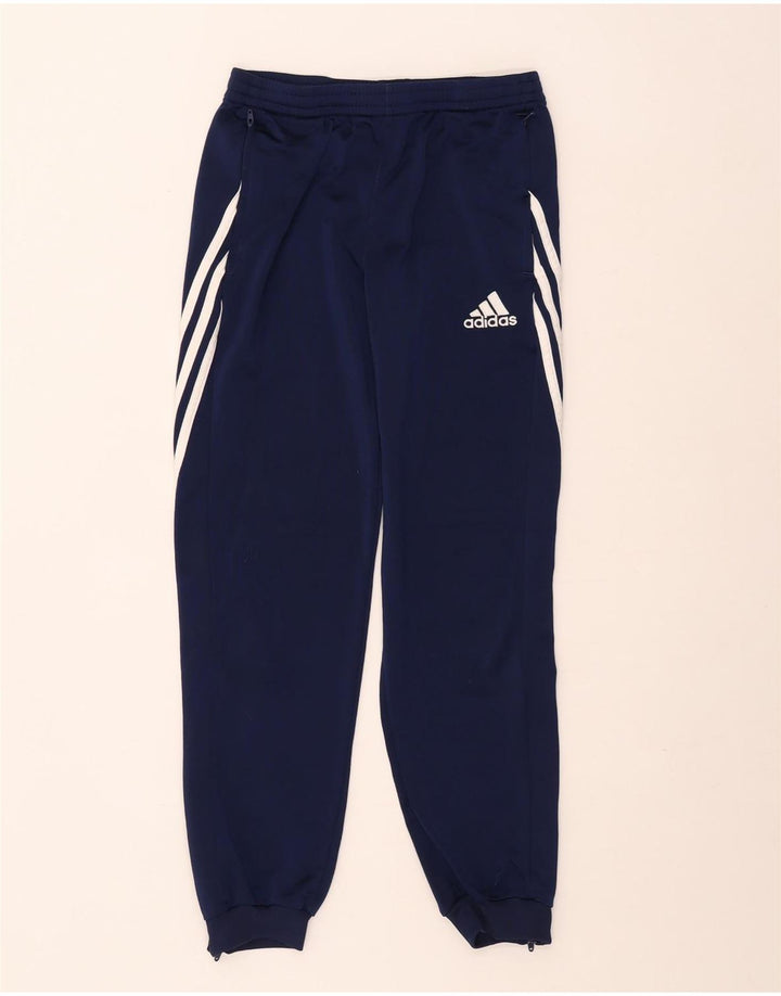 Adidas Boys Tracksuit Trousers Joggers 13-14 Years XL Navy Blue Polyester
