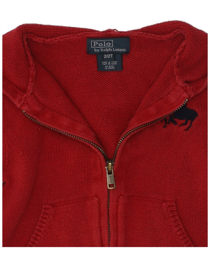 POLO RALPH LAUREN Baby Boys Hooded Cardigan Sweater 18-24 Months Red | Vintage Polo Ralph Lauren | Thrift | Second-Hand Polo Ralph Lauren | Used Clothing | Messina Hembry 