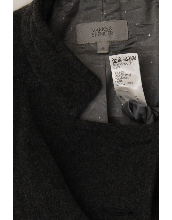 MARKS & SPENCER Womens Overcoat UK 8 Small Grey Wool