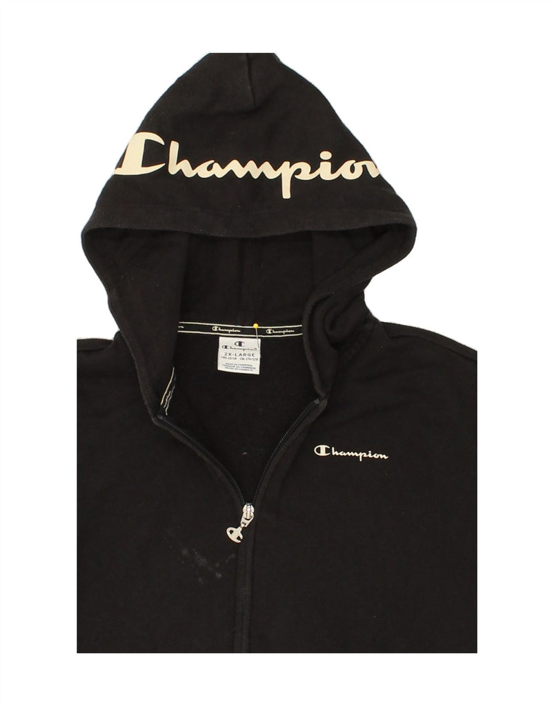 CHAMPION Boys Graphic Zip Hoodie Sweater 15-16 Years 2XL Black Cotton Vintage Champion and Second-Hand Champion from Messina Hembry 