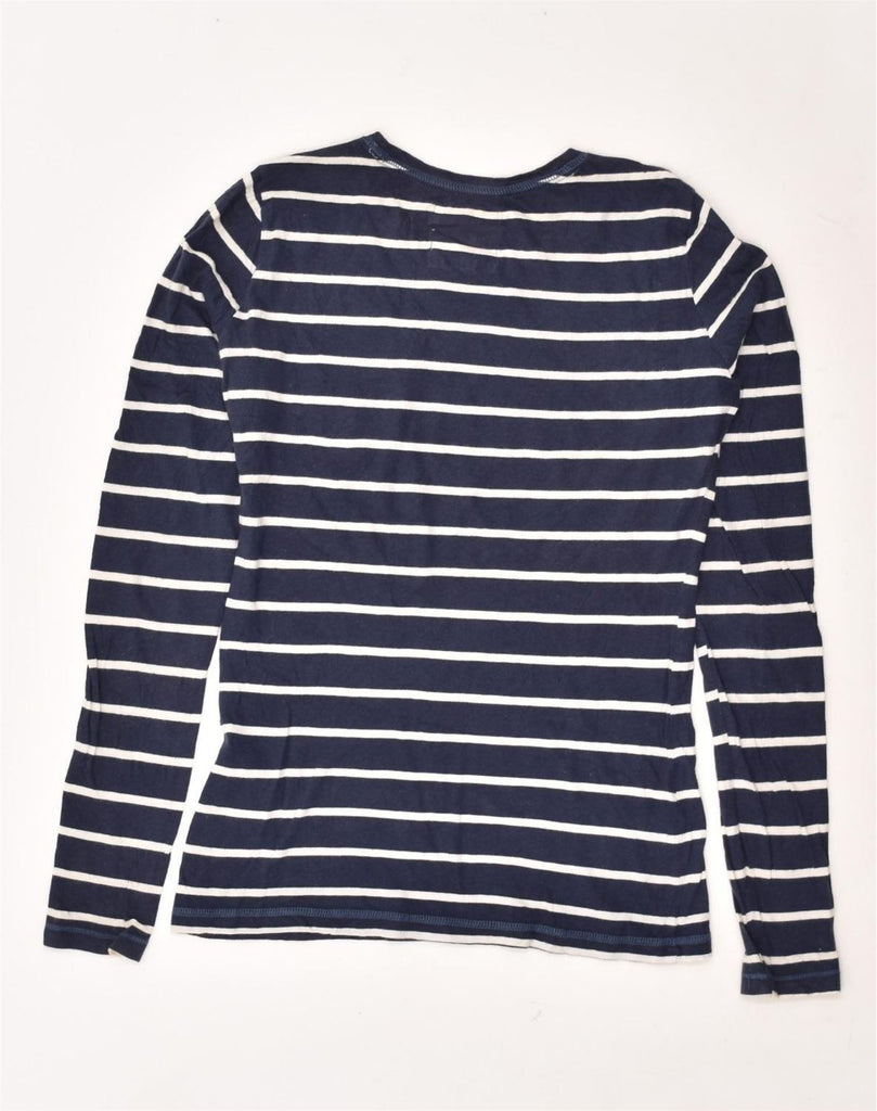 HOLLISTER Womens Top Long Sleeve UK 8 Small Navy Blue Striped Cotton | Vintage Hollister | Thrift | Second-Hand Hollister | Used Clothing | Messina Hembry 