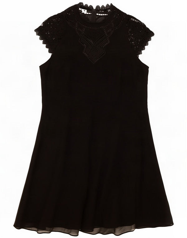 Monsoon Womens Sleeveless A-Line Dress UK 16 Large Black Polyester
