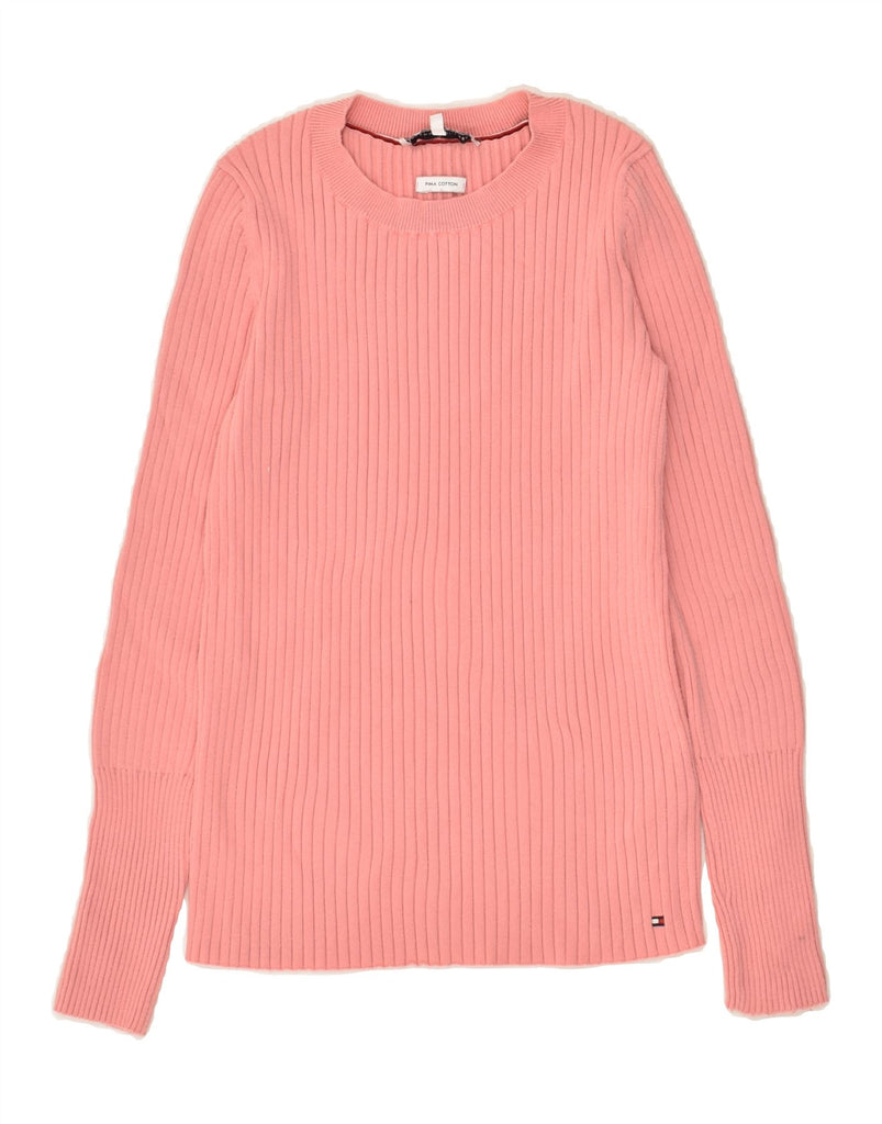 TOMMY HILFIGER Womens Boat Neck Jumper Sweater UK 4 XS Pink Cotton | Vintage Tommy Hilfiger | Thrift | Second-Hand Tommy Hilfiger | Used Clothing | Messina Hembry 