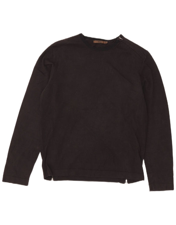 Reiss Womens Crew Neck Jumper Sweater UK 14 Large Black Cotton