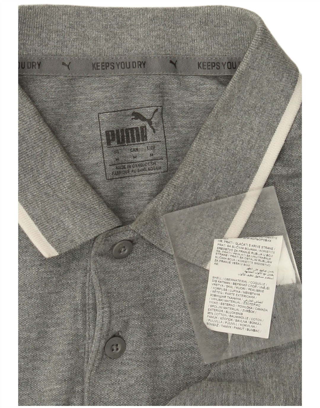 Puma Mens Polo Shirt Medium Grey Cotton