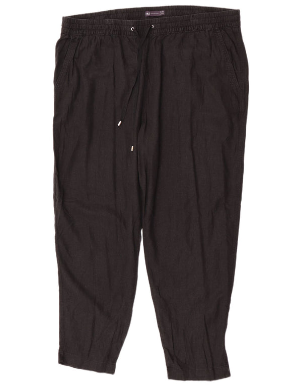 Marks & Spencer Womens Tapered Casual Trousers UK 22 3XL W44 L29 Black