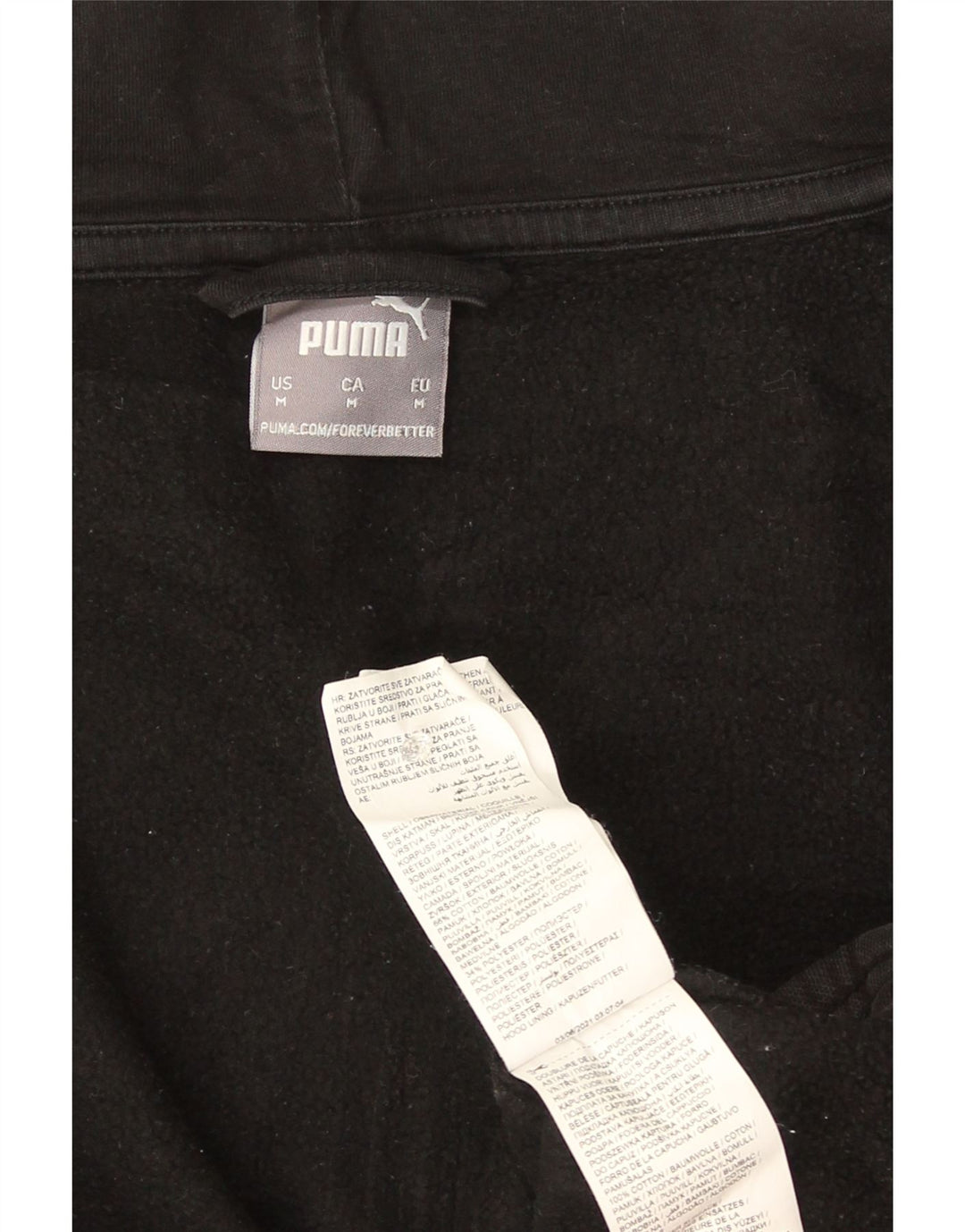 Puma Mens Zip Hoodie Sweater Medium Black Colourblock Cotton