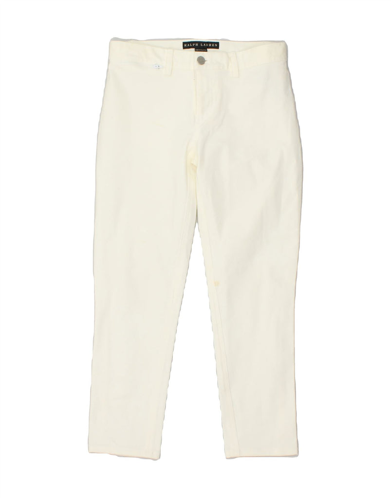 RALPH LAUREN Womens Slim Cropped Trousers US 2 XS W26 L25 White Cotton Vintage Ralph Lauren and Second-Hand Ralph Lauren from Messina Hembry 