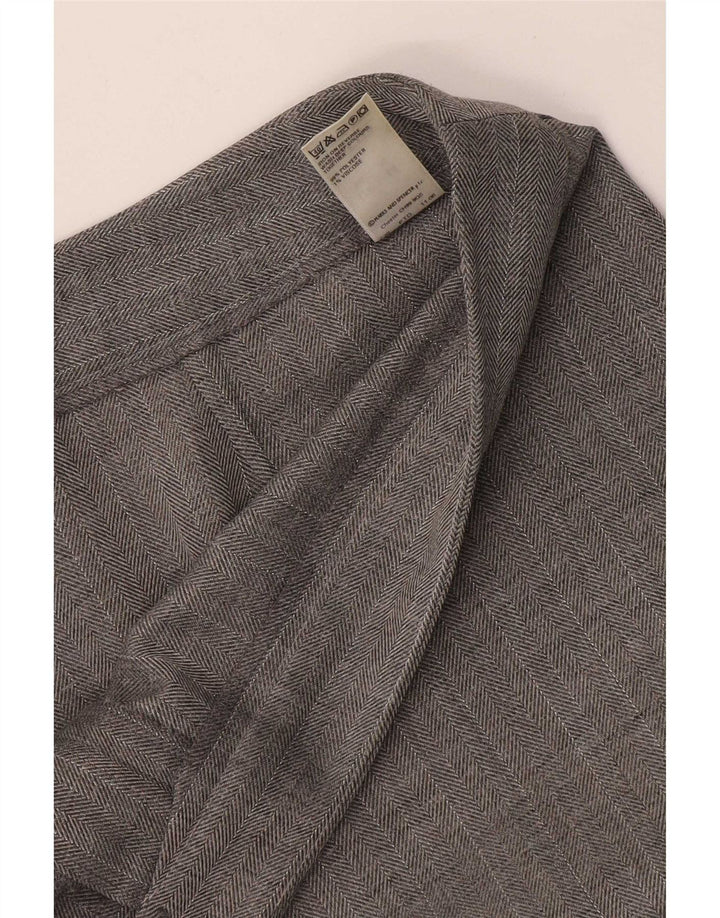 Marks & Spencer Womens Suit Trousers UK 14 Medium W32 L28 Grey Herringbone